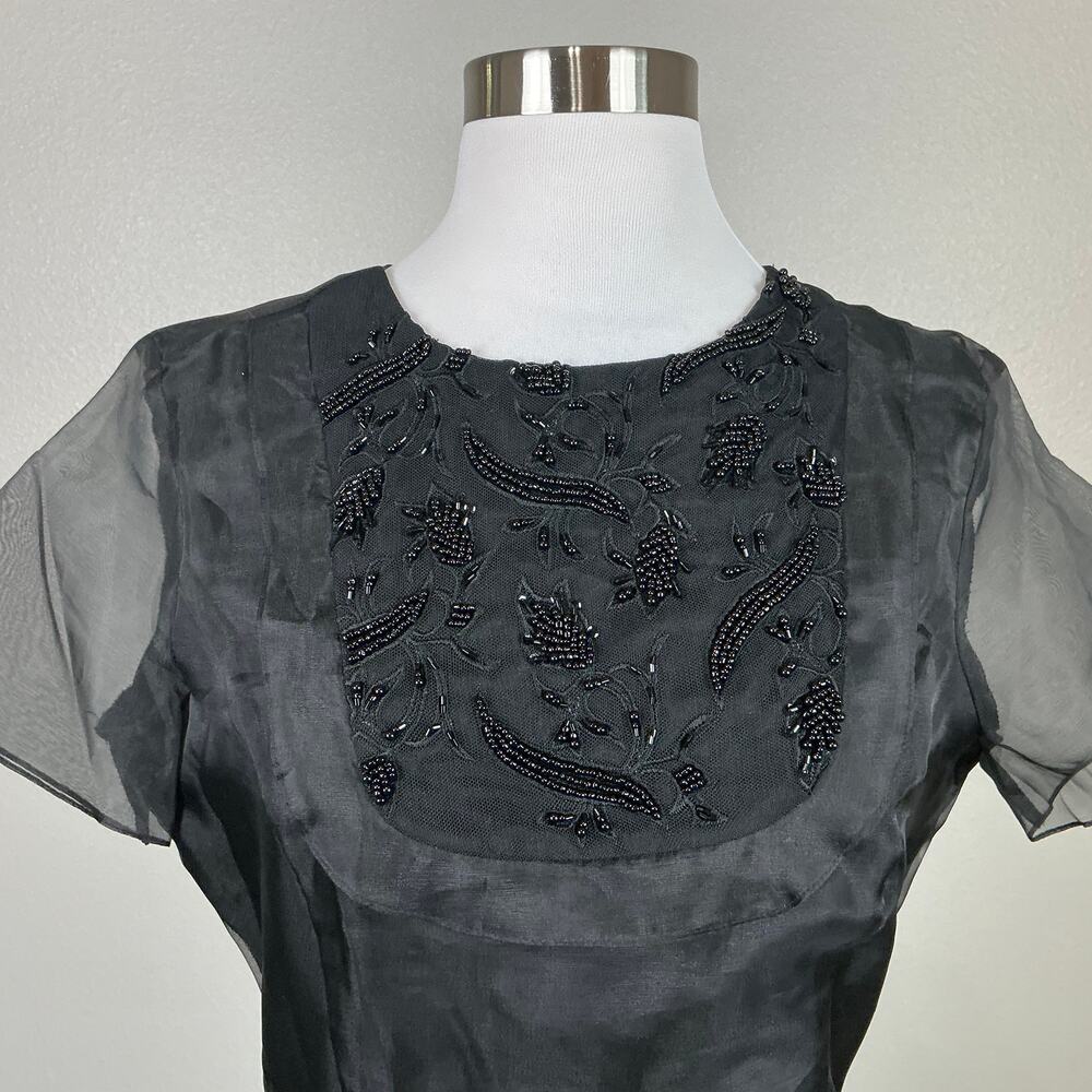 Sachin & Babi Beaded Chiffon Fit and Flare Cocktail Dress Black Size 8 - Picture 8 of 13